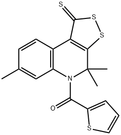 4,4,7-trimethyl-5-(2-thienylcarbonyl)-4,5-dihydro-1H-[1,2]dithiolo[3,4-c]quinoline-1-thione 结构式