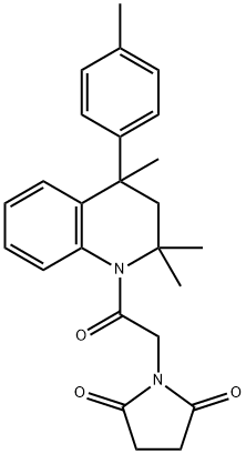 1-[2-oxo-2-(2,2,4-trimethyl-4-(4-methylphenyl)-3,4-dihydro-1(2H)-quinolinyl)ethyl]-2,5-pyrrolidinedione 化学構造式