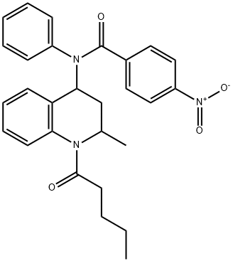 4-nitro-N-(2-methyl-1-pentanoyl-1,2,3,4-tetrahydroquinolin-4-yl)-N-phenylbenzamide Struktur