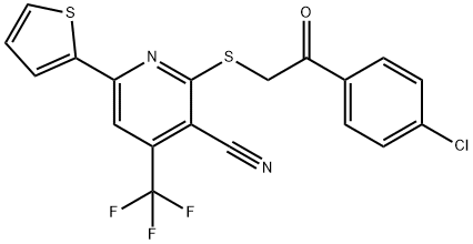 2-{[2-(4-chlorophenyl)-2-oxoethyl]sulfanyl}-6-(2-thienyl)-4-(trifluoromethyl)nicotinonitrile|