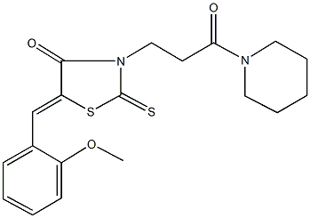 5-(2-methoxybenzylidene)-3-[3-oxo-3-(1-piperidinyl)propyl]-2-thioxo-1,3-thiazolidin-4-one Structure