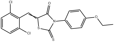5-(2,6-dichlorobenzylidene)-3-(4-ethoxyphenyl)-2-thioxo-1,3-thiazolidin-4-one 化学構造式