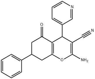 2-amino-5-oxo-7-phenyl-4-(3-pyridinyl)-5,6,7,8-tetrahydro-4H-chromene-3-carbonitrile Structure