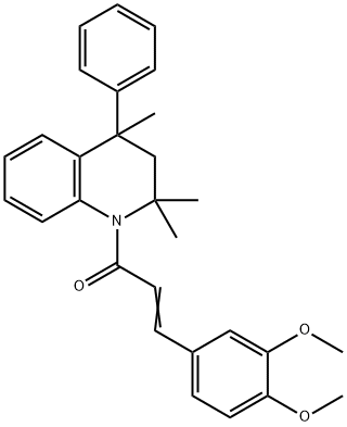 1-[3-(3,4-dimethoxyphenyl)acryloyl]-2,2,4-trimethyl-4-phenyl-1,2,3,4-tetrahydroquinoline Struktur