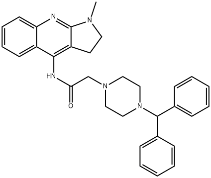 2-(4-benzhydryl-1-piperazinyl)-N-(1-methyl-2,3-dihydro-1H-pyrrolo[2,3-b]quinolin-4-yl)acetamide 结构式