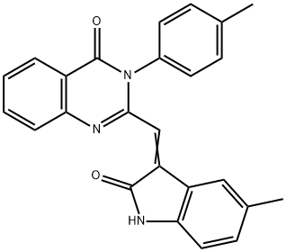 2-[(5-methyl-2-oxo-1,2-dihydro-3H-indol-3-ylidene)methyl]-3-(4-methylphenyl)-4(3H)-quinazolinone Struktur