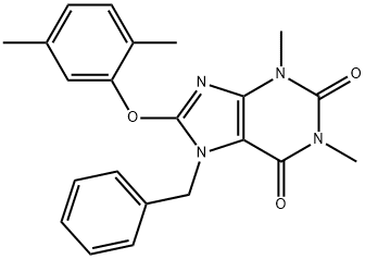 7-benzyl-8-(2,5-dimethylphenoxy)-1,3-dimethyl-3,7-dihydro-1H-purine-2,6-dione 化学構造式