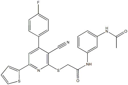 N-[3-(acetylamino)phenyl]-2-{[3-cyano-4-(4-fluorophenyl)-6-(2-thienyl)-2-pyridinyl]sulfanyl}acetamide Structure