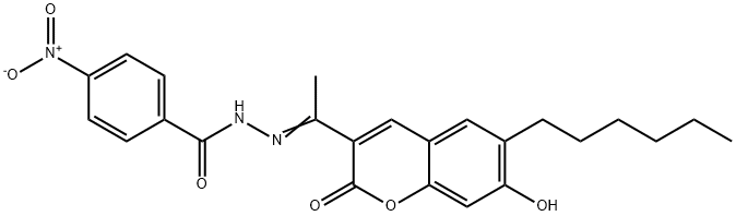 N'-[1-(6-hexyl-7-hydroxy-2-oxo-2H-chromen-3-yl)ethylidene]-4-nitrobenzohydrazide Structure