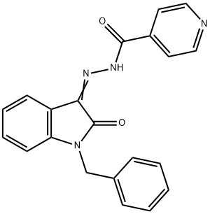 N'-(1-benzyl-2-oxo-1,2-dihydro-3H-indol-3-ylidene)isonicotinohydrazide Struktur