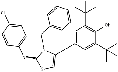 4-{3-benzyl-2-[(4-chlorophenyl)imino]-2,3-dihydro-1,3-thiazol-4-yl}-2,6-ditert-butylphenol 结构式