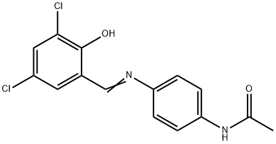 N-{4-[(3,5-dichloro-2-hydroxybenzylidene)amino]phenyl}acetamide Struktur