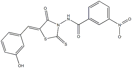 N-[5-(3-hydroxybenzylidene)-4-oxo-2-thioxo-1,3-thiazolidin-3-yl]-3-nitrobenzamide Structure