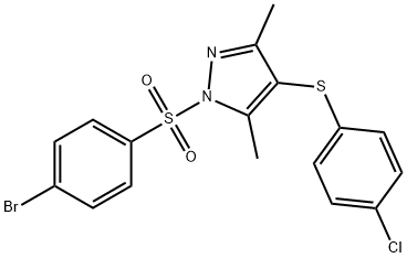 1-[(4-bromophenyl)sulfonyl]-3,5-dimethyl-1H-pyrazol-4-yl 4-chlorophenyl sulfide Structure