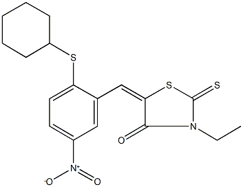 5-{2-(cyclohexylsulfanyl)-5-nitrobenzylidene}-3-ethyl-2-thioxo-1,3-thiazolidin-4-one,301193-95-3,结构式