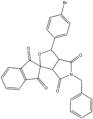 5-benzyl-1-(4-bromophenyl)dihydrospiro(1H-furo[3,4-c]pyrrole-3,2'-[1'H]-indene)-1',3',4,6(2'H,3H,5H)-tetraone Struktur