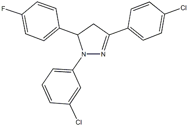1-(3-chlorophenyl)-3-(4-chlorophenyl)-5-(4-fluorophenyl)-4,5-dihydro-1H-pyrazole 化学構造式