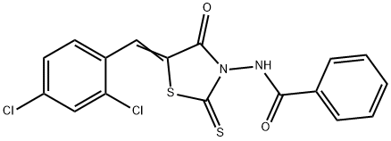 N-[5-(2,4-dichlorobenzylidene)-4-oxo-2-thioxo-1,3-thiazolidin-3-yl]benzamide 化学構造式