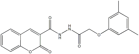 N'-[(3,5-dimethylphenoxy)acetyl]-2-oxo-2H-chromene-3-carbohydrazide 化学構造式