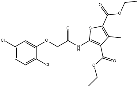diethyl 5-{[(2,5-dichlorophenoxy)acetyl]amino}-3-methylthiophene-2,4-dicarboxylate,301304-99-4,结构式