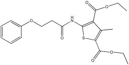 diethyl 3-methyl-5-{[3-(phenyloxy)propanoyl]amino}thiophene-2,4-dicarboxylate 结构式