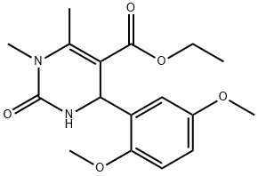 ethyl 4-[2,5-bis(methyloxy)phenyl]-1,6-dimethyl-2-oxo-1,2,3,4-tetrahydropyrimidine-5-carboxylate 化学構造式
