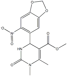 methyl 4-{6-nitro-1,3-benzodioxol-5-yl}-1,6-dimethyl-2-oxo-1,2,3,4-tetrahydro-5-pyrimidinecarboxylate Structure