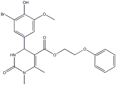 2-phenoxyethyl 4-(3-bromo-4-hydroxy-5-methoxyphenyl)-1,6-dimethyl-2-oxo-1,2,3,4-tetrahydro-5-pyrimidinecarboxylate|