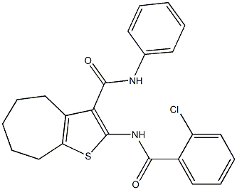 2-[(2-chlorobenzoyl)amino]-N-phenyl-5,6,7,8-tetrahydro-4H-cyclohepta[b]thiophene-3-carboxamide,301322-04-3,结构式