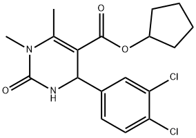 cyclopentyl 4-(3,4-dichlorophenyl)-1,6-dimethyl-2-oxo-1,2,3,4-tetrahydro-5-pyrimidinecarboxylate 化学構造式