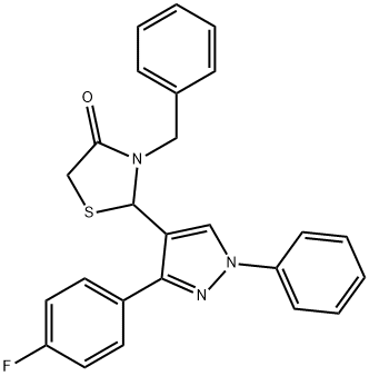 3-benzyl-2-[3-(4-fluorophenyl)-1-phenyl-1H-pyrazol-4-yl]-1,3-thiazolidin-4-one Structure