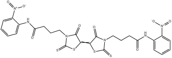 3,3'-di[4-(2-nitroanilino)-4-oxobutyl]-4,4'-dioxo-2,2'-dithioxo-5,5'-bis[1,3-thiazolidine-5-ylidene] Struktur
