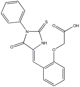 {2-[(5-oxo-1-phenyl-2-thioxo-4-imidazolidinylidene)methyl]phenoxy}acetic acid 结构式