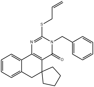 2-(allylsulfanyl)-3-benzyl-5,6-dihydrospiro(benzo[h]quinazoline-5,1'-cyclopentane)-4(3H)-one Structure