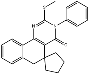 2-(methylsulfanyl)-3-phenyl-5,6-dihydro-4(3H)-oxospiro(benzo[h]quinazoline-5,1'-cyclopentane) 化学構造式