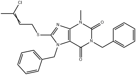 1,7-dibenzyl-8-[(3-chloro-2-butenyl)sulfanyl]-3-methyl-3,7-dihydro-1H-purine-2,6-dione|