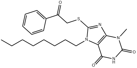 3-methyl-7-octyl-8-[(2-oxo-2-phenylethyl)sulfanyl]-3,7-dihydro-1H-purine-2,6-dione Struktur