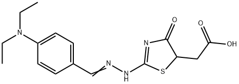 (2-{[4-(diethylamino)benzylidene]hydrazono}-4-oxo-1,3-thiazolidin-5-yl)acetic acid Structure