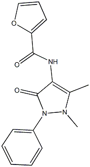 N-(1,5-dimethyl-3-oxo-2-phenyl-2,3-dihydro-1H-pyrazol-4-yl)-2-furamide 化学構造式