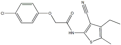 2-(4-chlorophenoxy)-N-(3-cyano-4-ethyl-5-methylthien-2-yl)acetamide 化学構造式