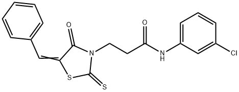 3-(5-benzylidene-4-oxo-2-thioxo-1,3-thiazolidin-3-yl)-N-(3-chlorophenyl)propanamide Struktur