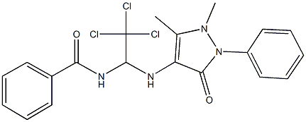 N-{2,2,2-trichloro-1-[(1,5-dimethyl-3-oxo-2-phenyl-2,3-dihydro-1H-pyrazol-4-yl)amino]ethyl}benzamide 化学構造式