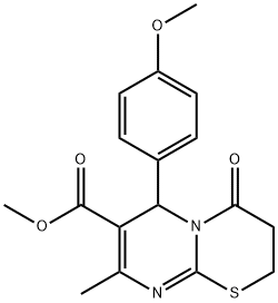 methyl 6-(4-methoxyphenyl)-8-methyl-4-oxo-3,4-dihydro-2H,6H-pyrimido[2,1-b][1,3]thiazine-7-carboxylate 化学構造式