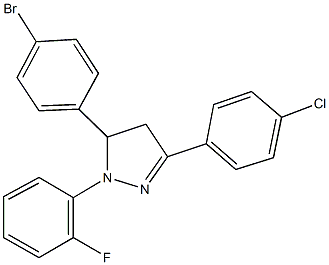 5-(4-bromophenyl)-3-(4-chlorophenyl)-1-(2-fluorophenyl)-4,5-dihydro-1H-pyrazole Struktur