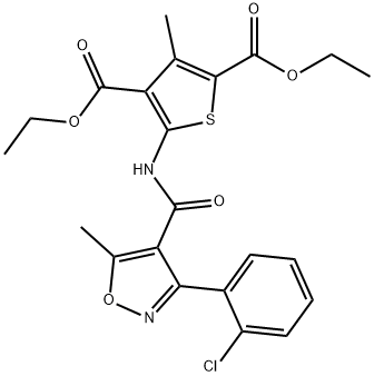 diethyl 5-({[3-(2-chlorophenyl)-5-methyl-4-isoxazolyl]carbonyl}amino)-3-methyl-2,4-thiophenedicarboxylate Structure