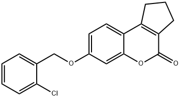 7-[(2-chlorobenzyl)oxy]-2,3-dihydrocyclopenta[c]chromen-4(1H)-one 结构式
