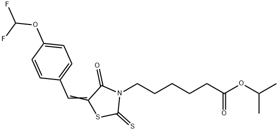 isopropyl 6-{5-[4-(difluoromethoxy)benzylidene]-4-oxo-2-thioxo-1,3-thiazolidin-3-yl}hexanoate Structure