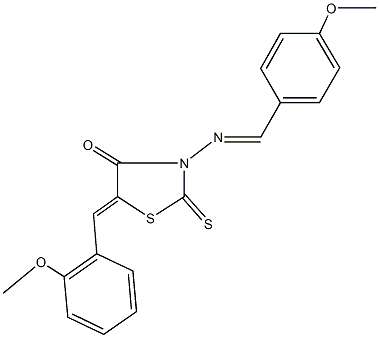 301821-17-0 5-(2-methoxybenzylidene)-3-[(4-methoxybenzylidene)amino]-2-thioxo-1,3-thiazolidin-4-one