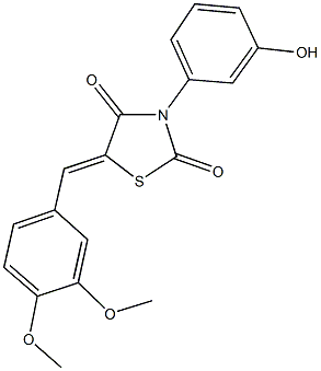 5-(3,4-dimethoxybenzylidene)-3-(3-hydroxyphenyl)-1,3-thiazolidine-2,4-dione Structure