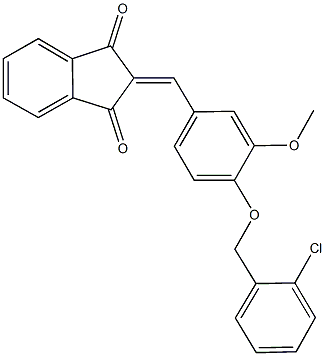 2-{4-[(2-chlorobenzyl)oxy]-3-methoxybenzylidene}-1H-indene-1,3(2H)-dione,302549-21-9,结构式
